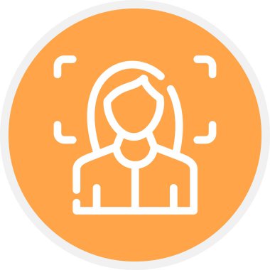 Yüz Tanıma Çizgisi Çemberi Basit Simge, Vektör Resimleri