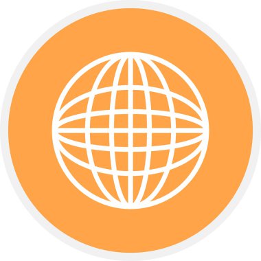 Dünya Çizgisi Çemberi Basit Simge, Vektör İllüstrasyonu