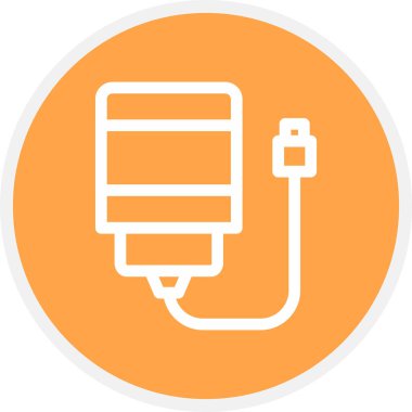 Harici Disk Satırı Çemberi Basit Simge, Vektör İllüstrasyonu