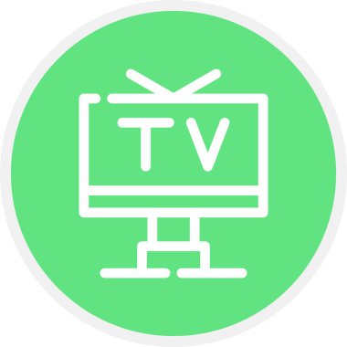 Tv Satır Çemberi Basit Simge, Vektör İllüstrasyonu