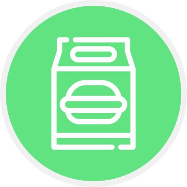 Yemek çantası Satırı Çemberi Basit Simge, Vektör İllüstrasyonu