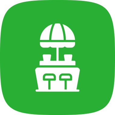 Plaj Barı Basit Simge, Vektör İllüstrasyonu