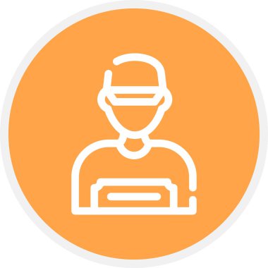 İşçi Satırı Çemberi Basit Simge, Vektör İllüstrasyonu