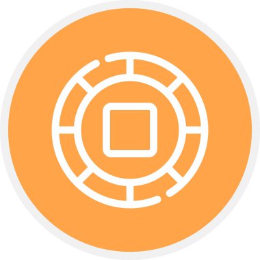 Sikke Satırı Çemberi Basit Simge, Vektör İllüstrasyonu