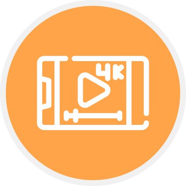 Video Akımı Satır Çemberi Basit Simge, Vektör İllüstrasyonu