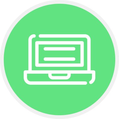 Laptop Satır Çemberi Basit Simge, Vektör İllüstrasyonu