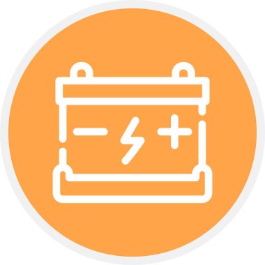 Batarya Hattı Çemberi Basit Simge, Vektör İllüstrasyonu