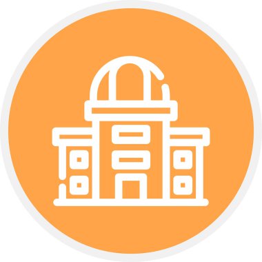 Belediye Binası Satır Çemberi Basit Simge, Vektör İllüstrasyonu