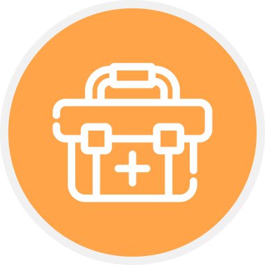 İlk Yardım Kiti Satır Çemberi Basit Simge, Vektör İllüstrasyonu