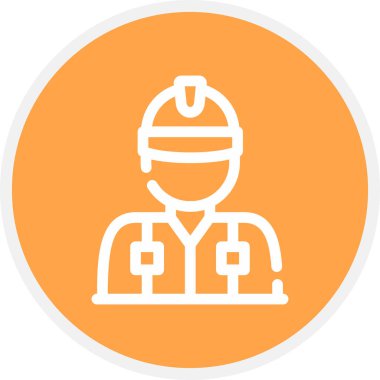 İşçi Satırı Çemberi Basit Simge, Vektör İllüstrasyonu