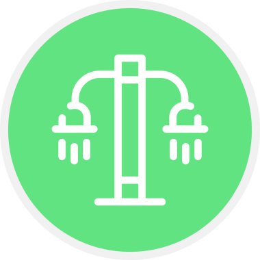 Duş Hattı Çemberi Basit Simge, Vektör İllüstrasyonu