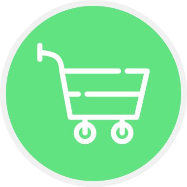 Cart Çizgisi Çemberi Basit Simge, Vektör İllüstrasyonu