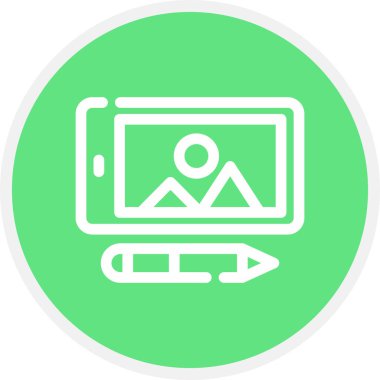 Grafik Tableti Satır Çemberi Basit Simge, Vektör Resimleri