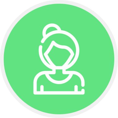 Eski Kadın Satır Çemberi Basit Simge, Vektör İllüstrasyonu