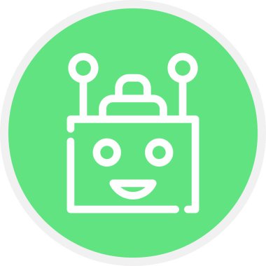 Chatbot Çizgisi Çemberi Basit Simge, Vektör İllüstrasyonu