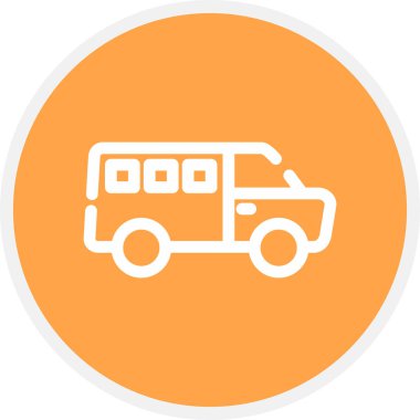 Minivan Satır Çemberi Basit Simge, Vektör Resimleri