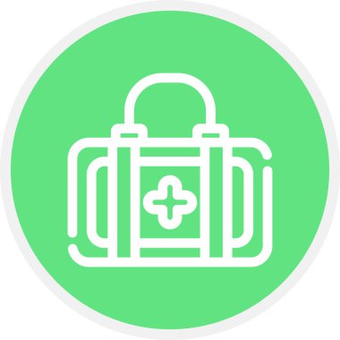 İlk Yardım Kiti Satır Çemberi Basit Simge, Vektör İllüstrasyonu