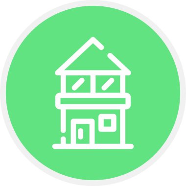 Homestay Satır Çemberi Basit Simge, Vektör İllüstrasyonu