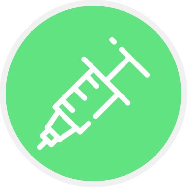 Şırınga Çizgisi Çemberi Basit Simge, Vektör İllüstrasyonu