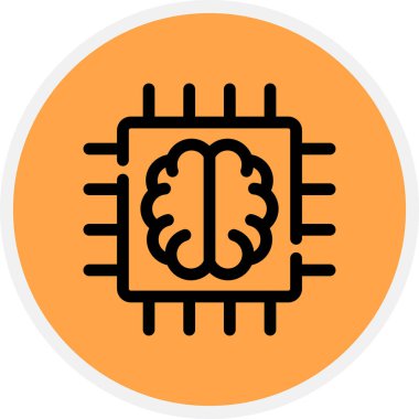 Süper Beyin Çizgisi Çemberi Basit Simge, Vektör Resimleri