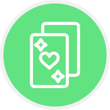 Poker Çizgisi Çemberi Basit Simge, Vektör İllüstrasyonu