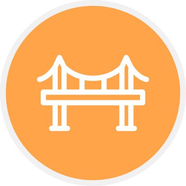 Köprü Çizgisi Çemberi Basit Simge, Vektör İllüstrasyonu