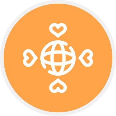 Sevgililer Günü Çizgisi Çemberi Basit Simge, Vektör Resimleri