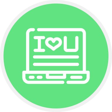 Laptop Satır Çemberi Basit Simge, Vektör İllüstrasyonu