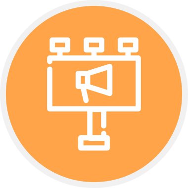 Billboard Satırı Çemberi Basit Simge, Vektör İllüstrasyonu