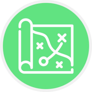 Harita Satırı Çemberi Basit Simge, Vektör İllüstrasyonu