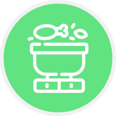 Yemek Çizgisi Çemberi Basit Simge, Vektör İllüstrasyonu