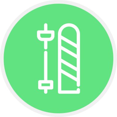 Kayak Çizgisi Çemberi Basit Simge, Vektör İllüstrasyonu