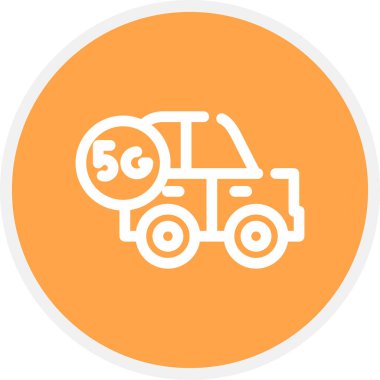 Akıllı Araç Hattı Çemberi Basit Simge, Vektör İllüstrasyonu