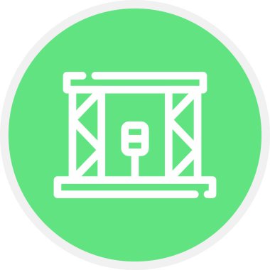 Sahne Çizgisi Çemberi Basit Simge, Vektör İllüstrasyonu