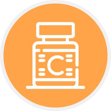 Vitaminler Çizgisi Çemberi Basit Simge, Vektör İllüstrasyonu