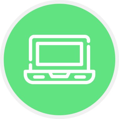 Laptop Satır Çemberi Basit Simge, Vektör İllüstrasyonu