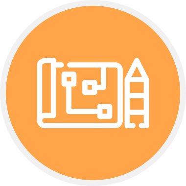 Blueprint Satır Çemberi Basit Simge, Vektör Resimleri