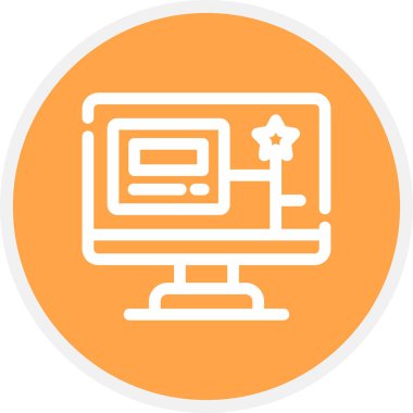 Proje Çizgisi Çemberi Basit Simge, Vektör İllüstrasyonu