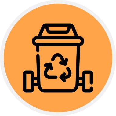 Çöp Kutusu Satırı Çemberi Basit Simge, Vektör İllüstrasyonu