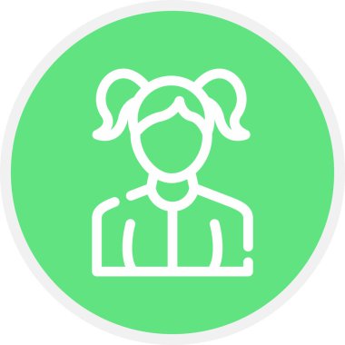 Kız Çizgisi Çemberi Basit Simge, Vektör İllüstrasyonu