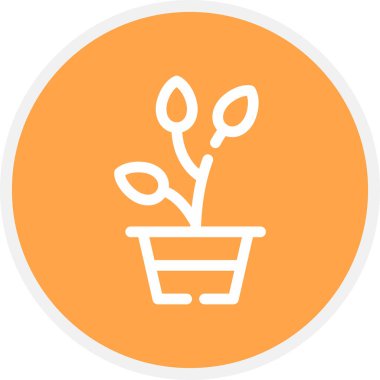 Bitki Çizgisi Çemberi Basit Simge, Vektör İllüstrasyonu