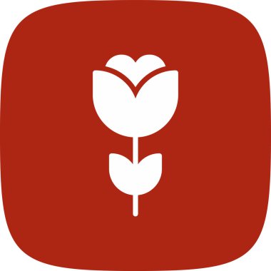 Çiçek Lale Basit Simgesi, Vektör İllüstrasyonu