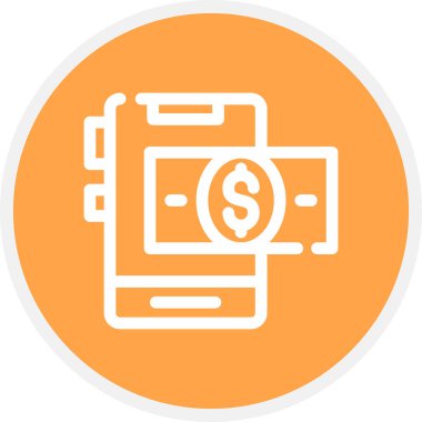 Banka Ödeme Çizgisi Çemberi Basit Simge, Vektör İllüstrasyonu