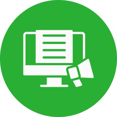 Yeşil ve beyaz kağıtlı bir bilgisayarın vektör çizimi