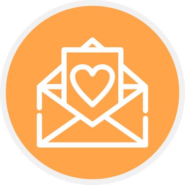 Aşk Harfi Satırı Çemberi Basit Simge, Vektör İllüstrasyonu