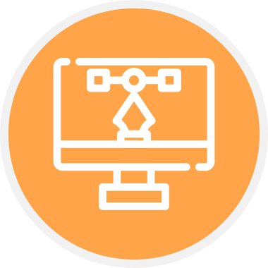 Vektör Satırı Çemberi Basit Simge, Vektör İllüstrasyonu