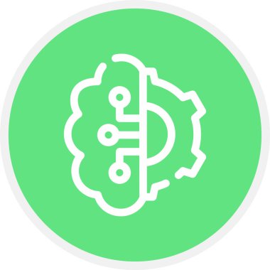 Yapay Zeka Çizgisi Çemberi Basit Simge, Vektör Resimleri