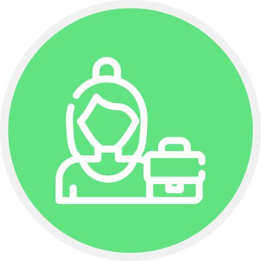 Business Woman Line Circle Basit Simge, Vektör İllüstrasyonu