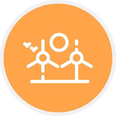 Windmill Peyzaj Çizgisi Çemberi Basit Simge, Vektör Resimleri