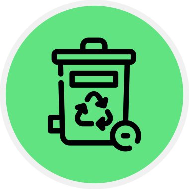 Çöp Kutusu Satırı Çemberi Basit Simge, Vektör İllüstrasyonu